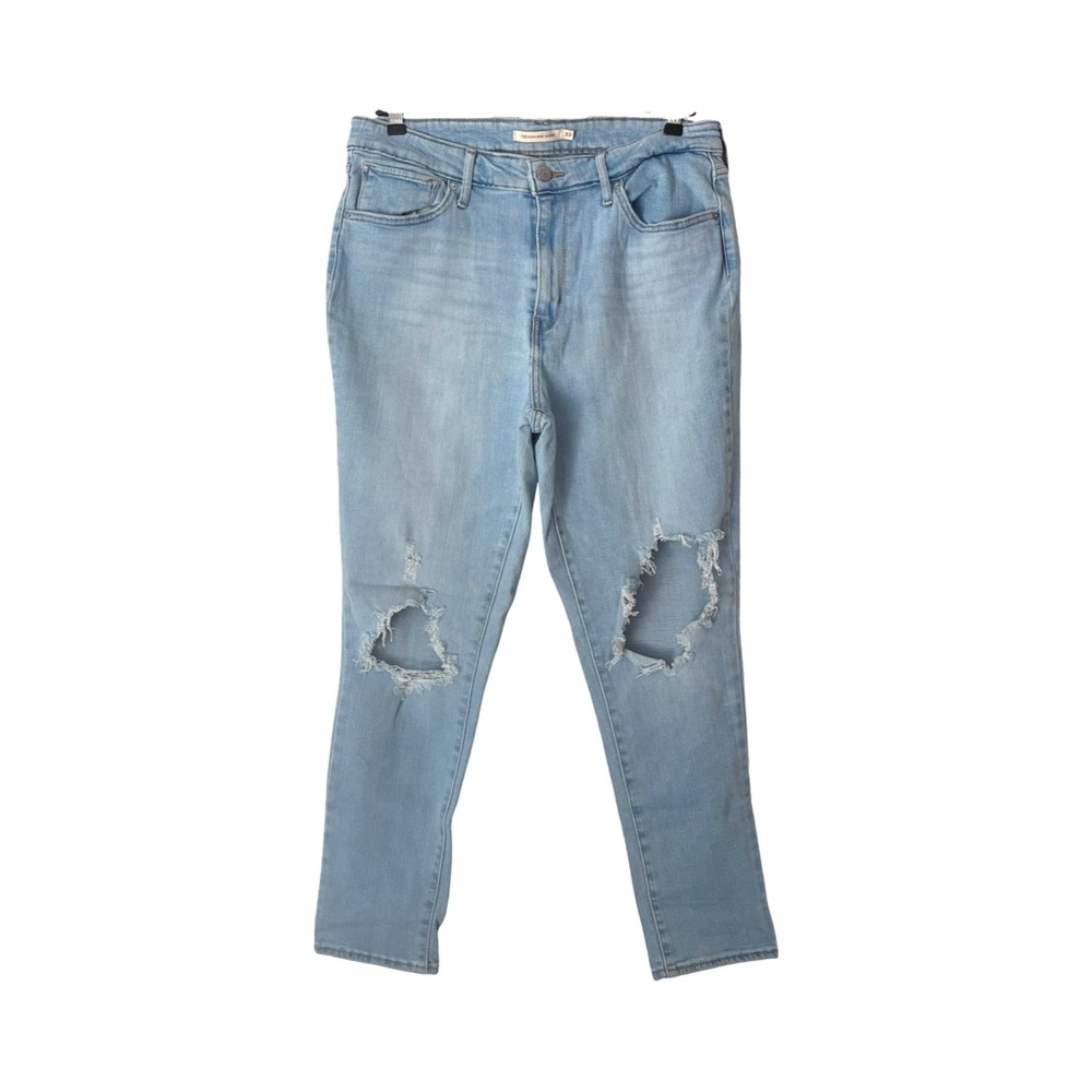 Levi's 721 High-Rise Lightwash Skinny Jeans Distressed Ripped Knees Size 33